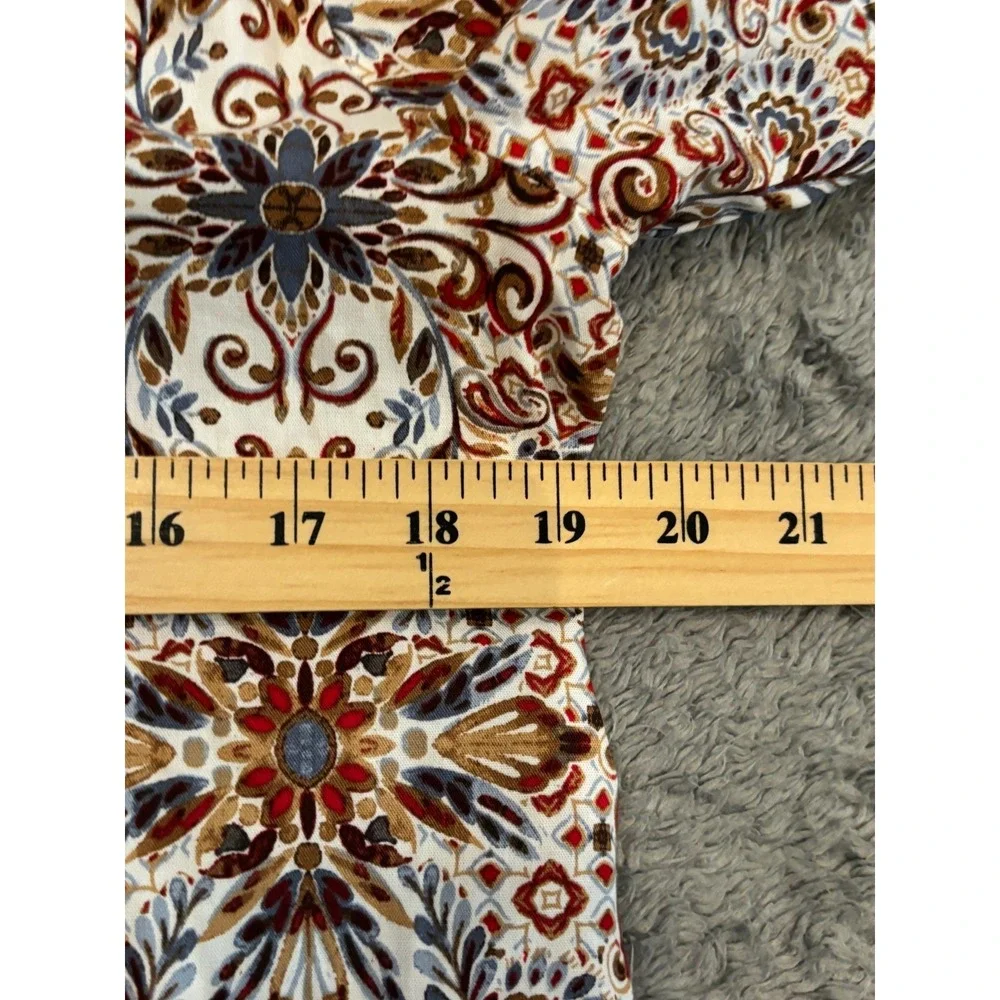Loft Blouse Womens XS Paisley Ruffle Collar V Neck Long Sleeve Boho Multicolor